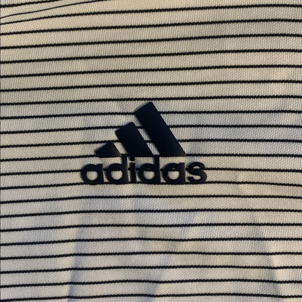 Adidas Men's Polo Shirt - Navy and White Stripes - Picture 3 of 3